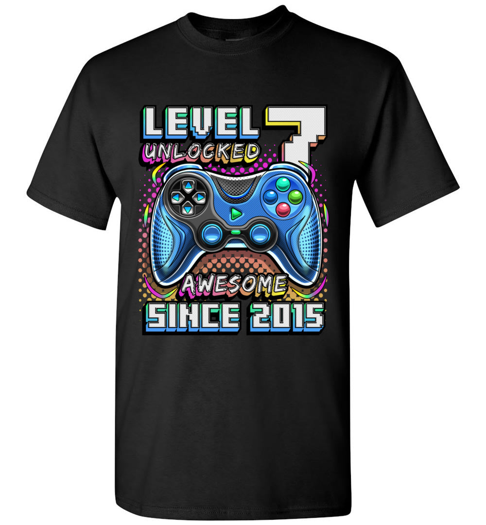 Level 7 Unlocked Awesome 2015 Video Game 7th Birthday Boy 7 Years Old Unisex Shirt Gift Boys Girls