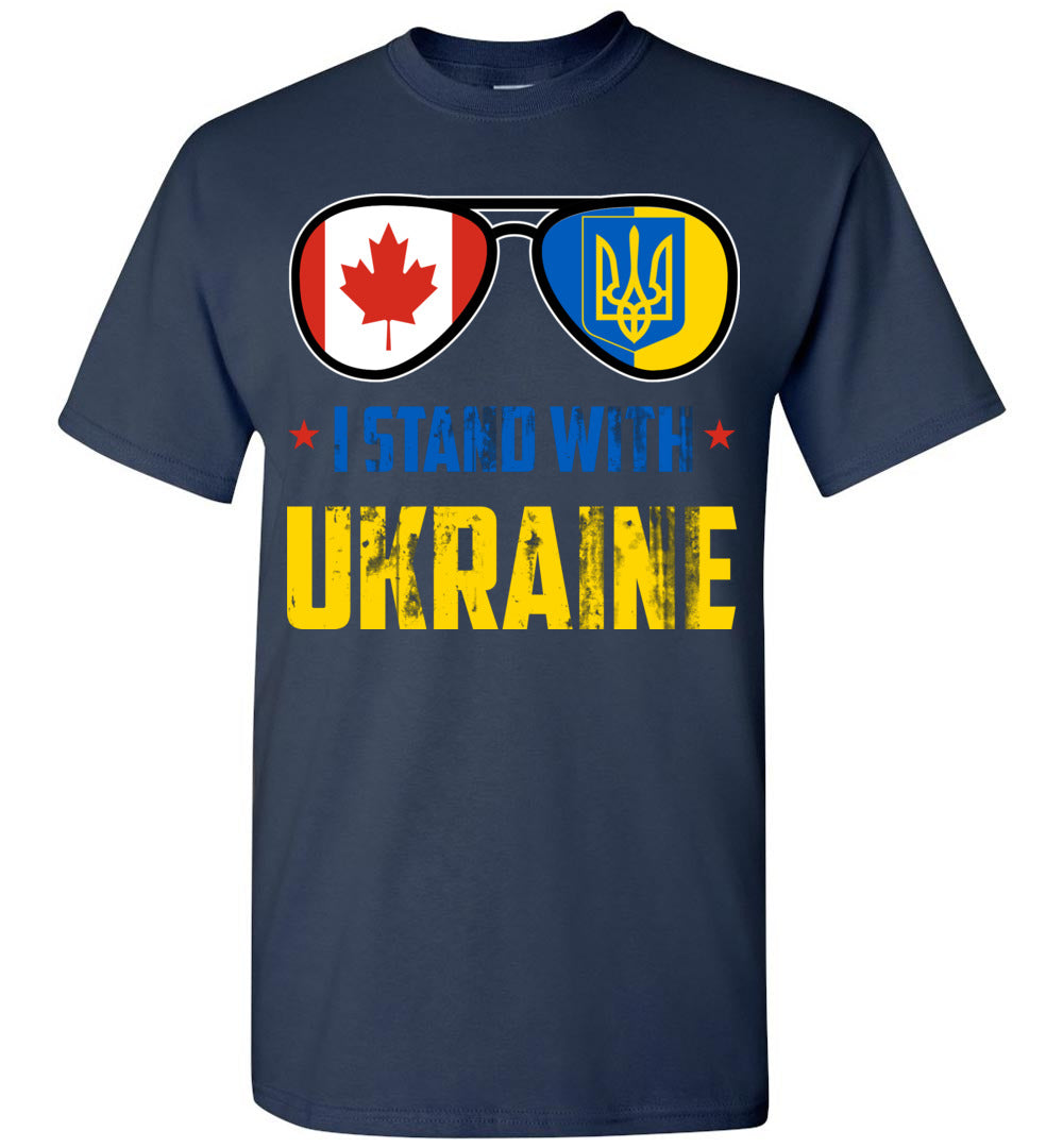 2023 I Stand with Ukraine Canada Glasses Flag Strong Ukrainian (1) Unisex Shirt Gift Women Men