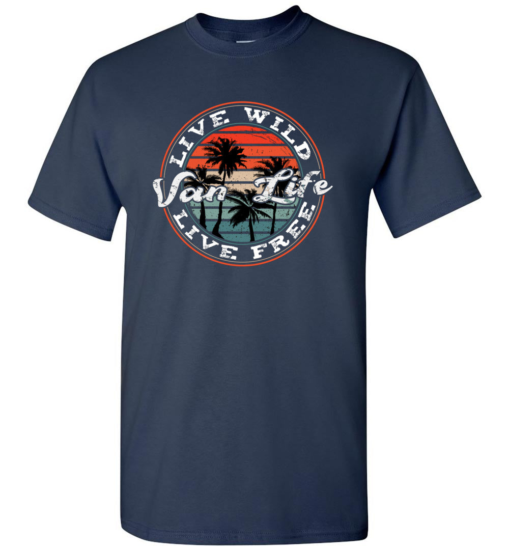 Retro Vintage Van Life Live Wild Live Free Camping Camper Camp Unisex Shirt Gift Women Men