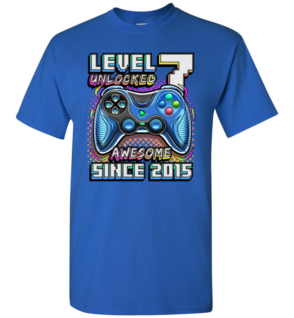 Level 7 Unlocked Awesome 2015 Video Game 7th Birthday Boy 7 Years Old Unisex Shirt Gift Boys Girls