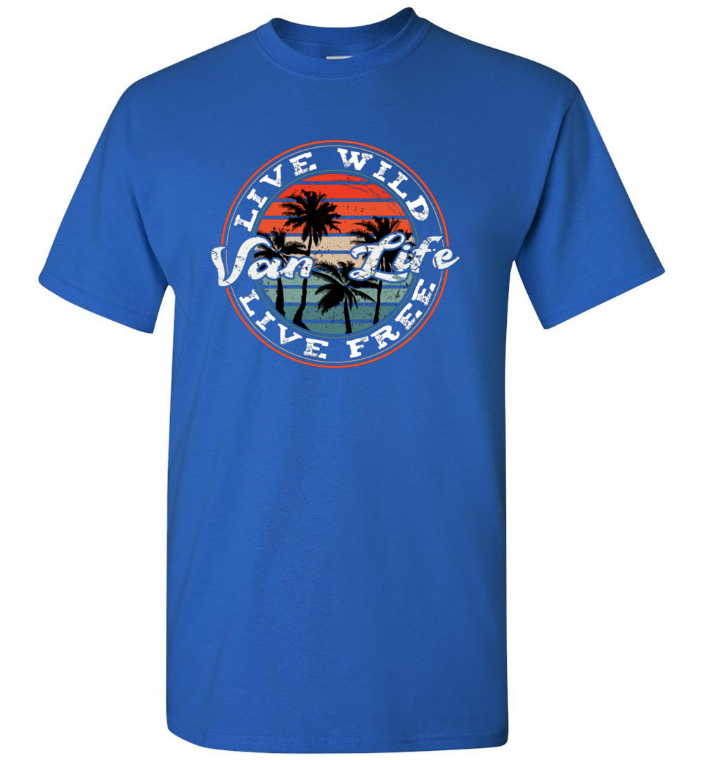 Retro Vintage Van Life Live Wild Live Free Camping Camper Camp Unisex Shirt Gift Women Men