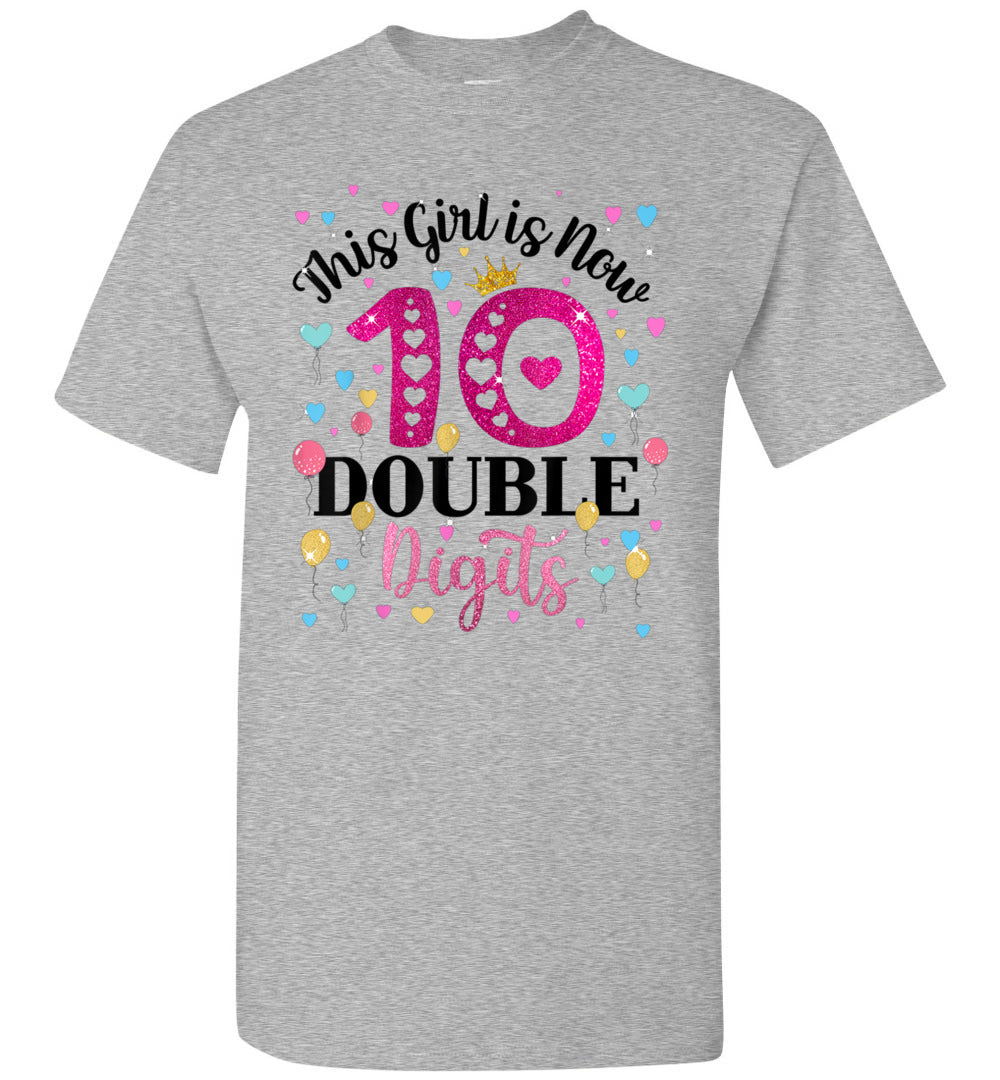 10 Year Old 10th Birthday This Girl is Now 10 Double Digits Unisex Shirt Gift Girl