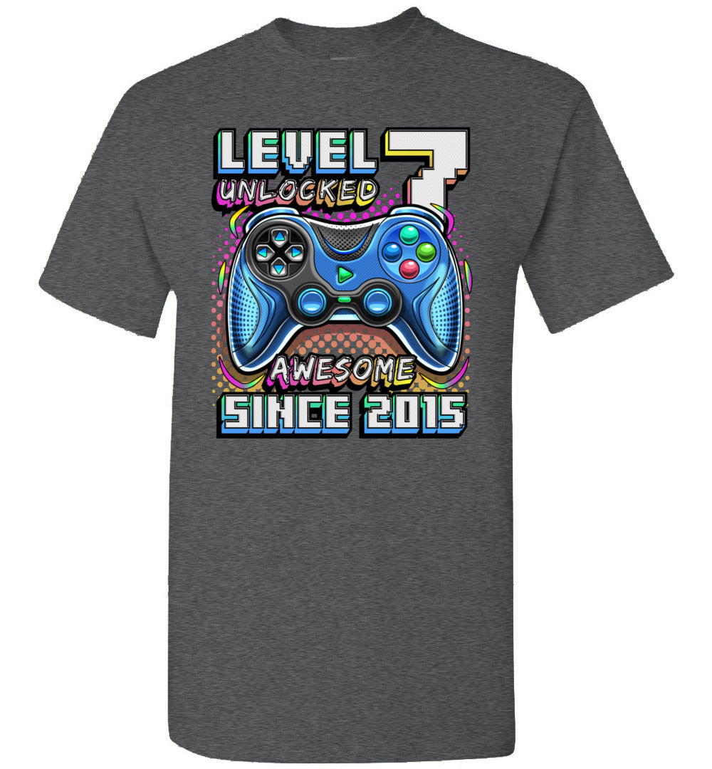 Level 7 Unlocked Awesome 2015 Video Game 7th Birthday Boy 7 Years Old Unisex Shirt Gift Boys Girls