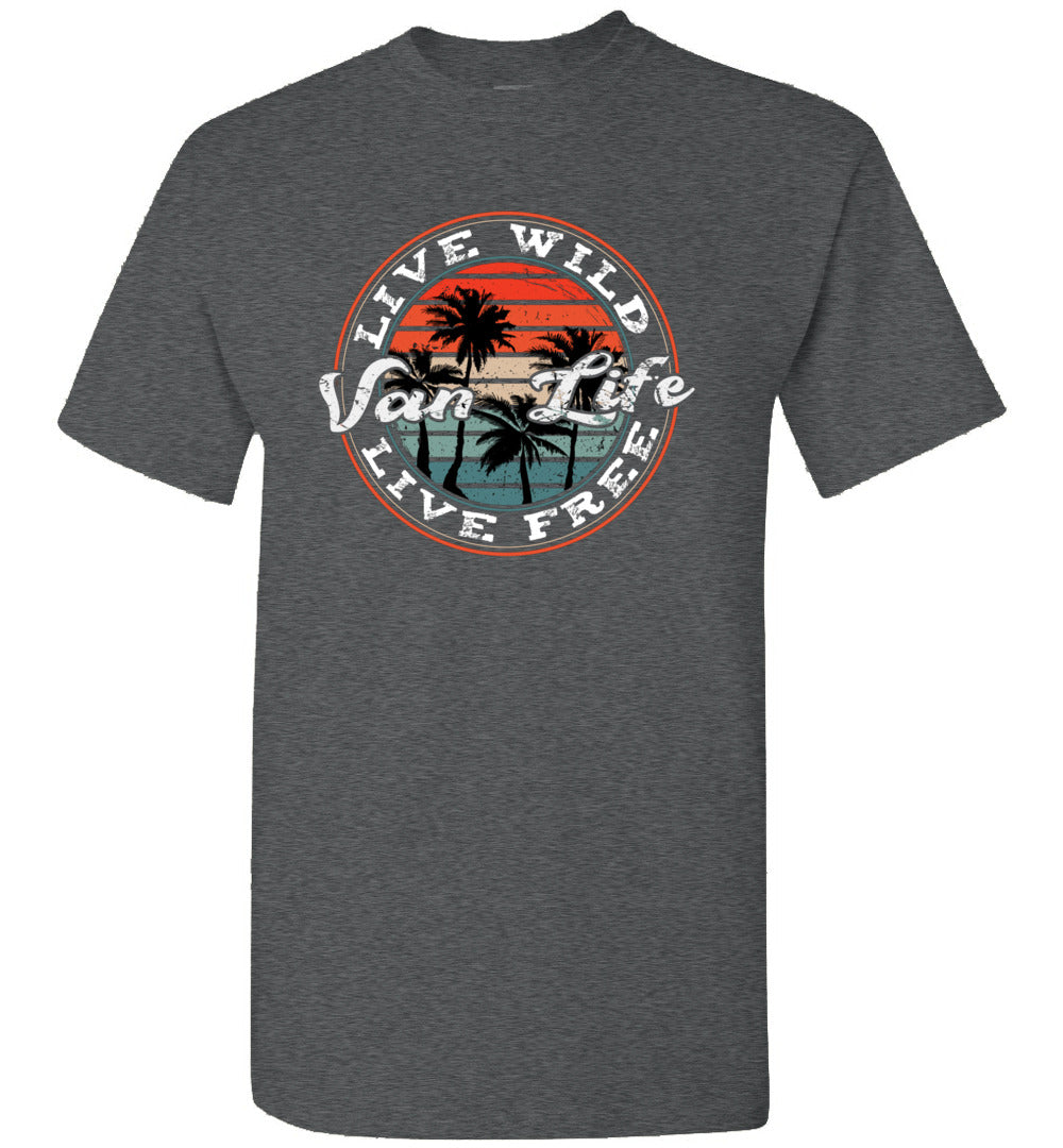 Retro Vintage Van Life Live Wild Live Free Camping Camper Camp Unisex Shirt Gift Women Men