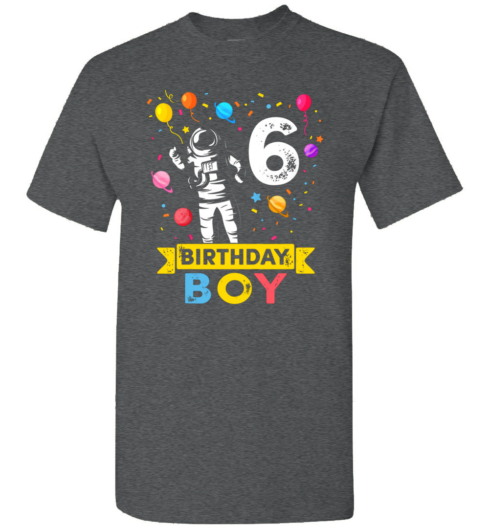 Kids 6 Years Old Astronaut 6th Birthday Boy Space Galaxy Planets Unisex Shirt Gift Boys