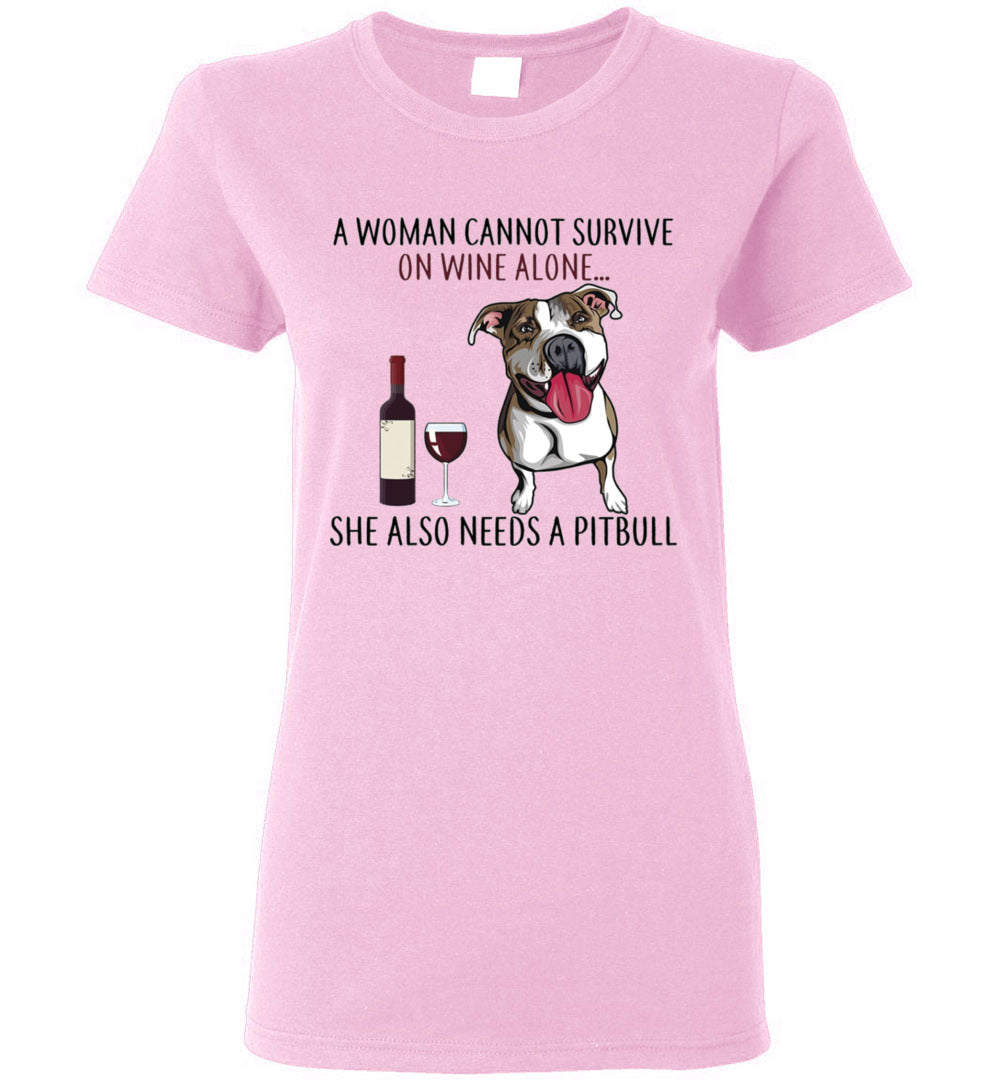 Woman survive wine alone pitbull TS CA1 womens