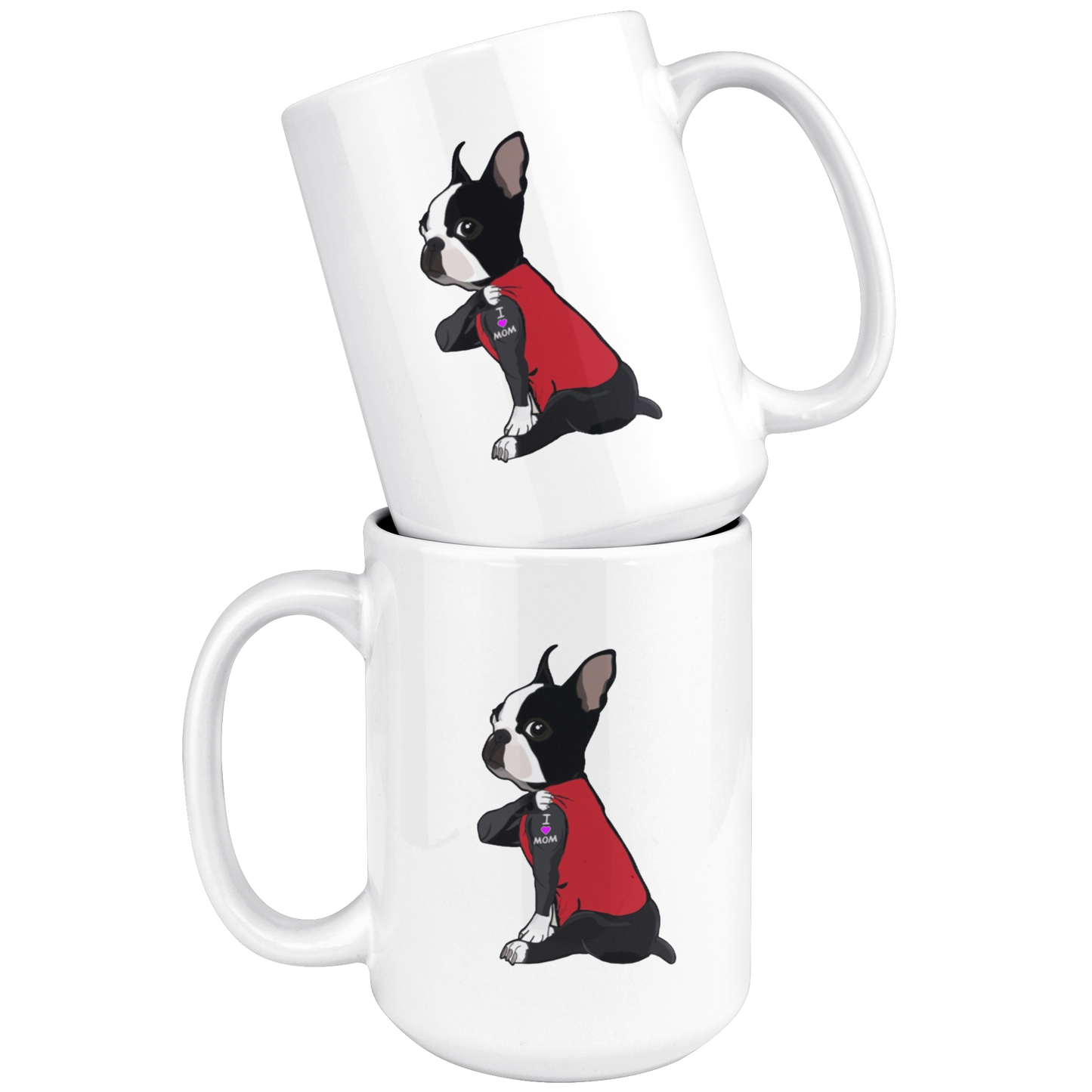 boston terrier i love mom red ca23 white mug
