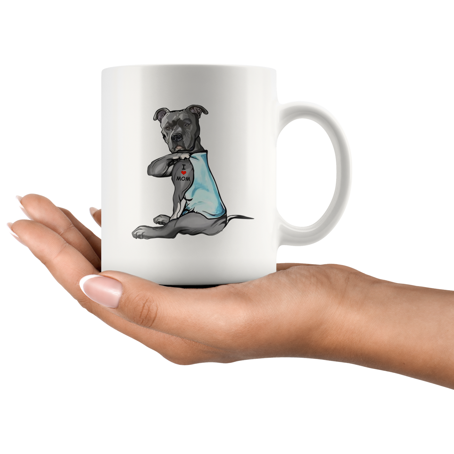 i love mom tattoo pittie pitbull mug