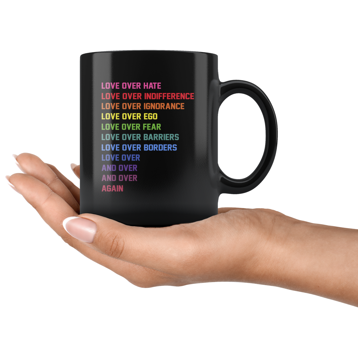 love over hate ca15 black mug