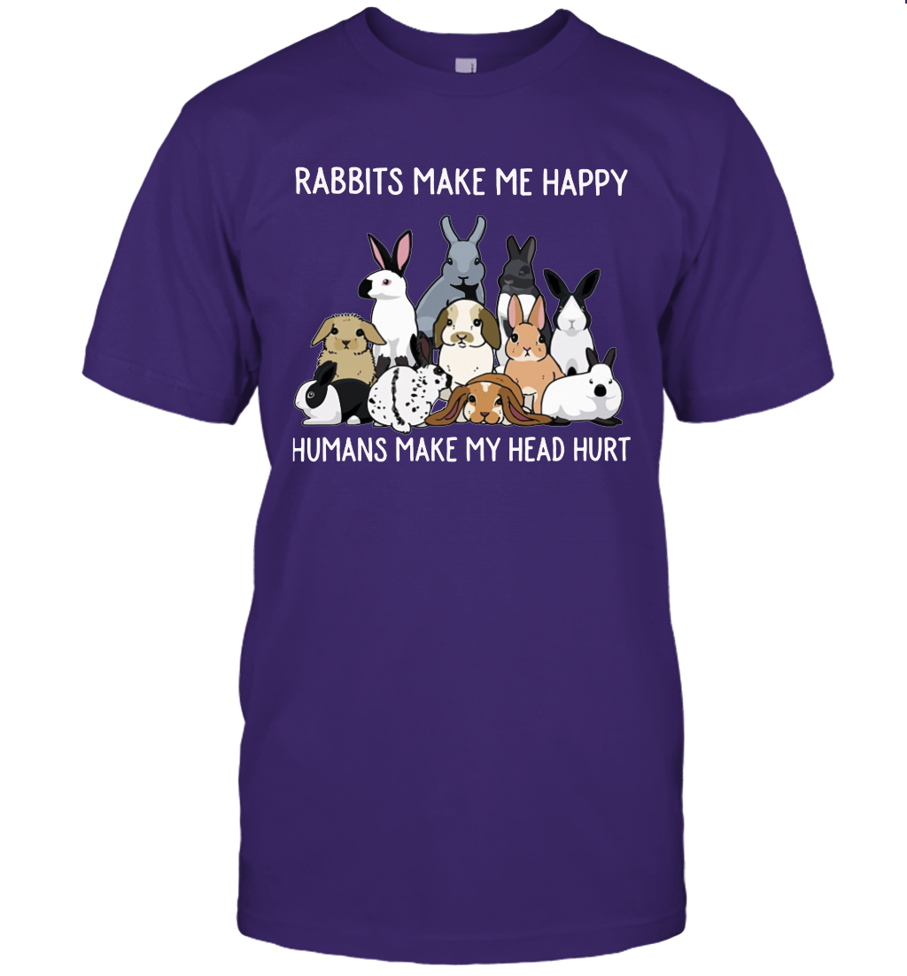 Rabbits Make Me Happy Humans Make My Head Hurt T-shirt