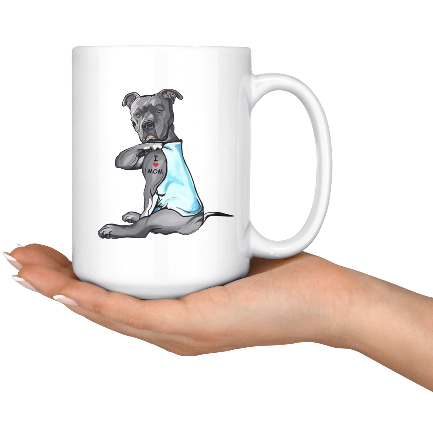 i love mom tattoo pittie pitbull mug
