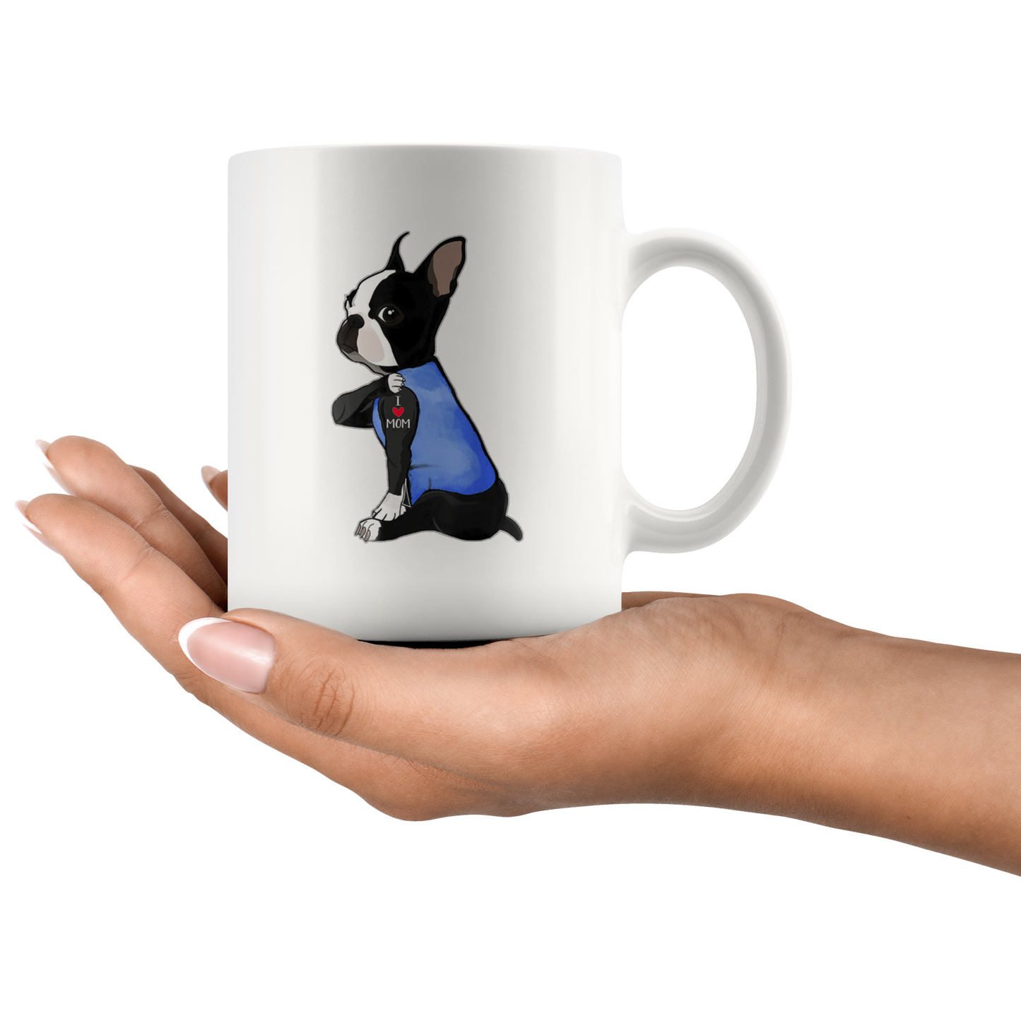 boston terrier i love mom ca23 white mug