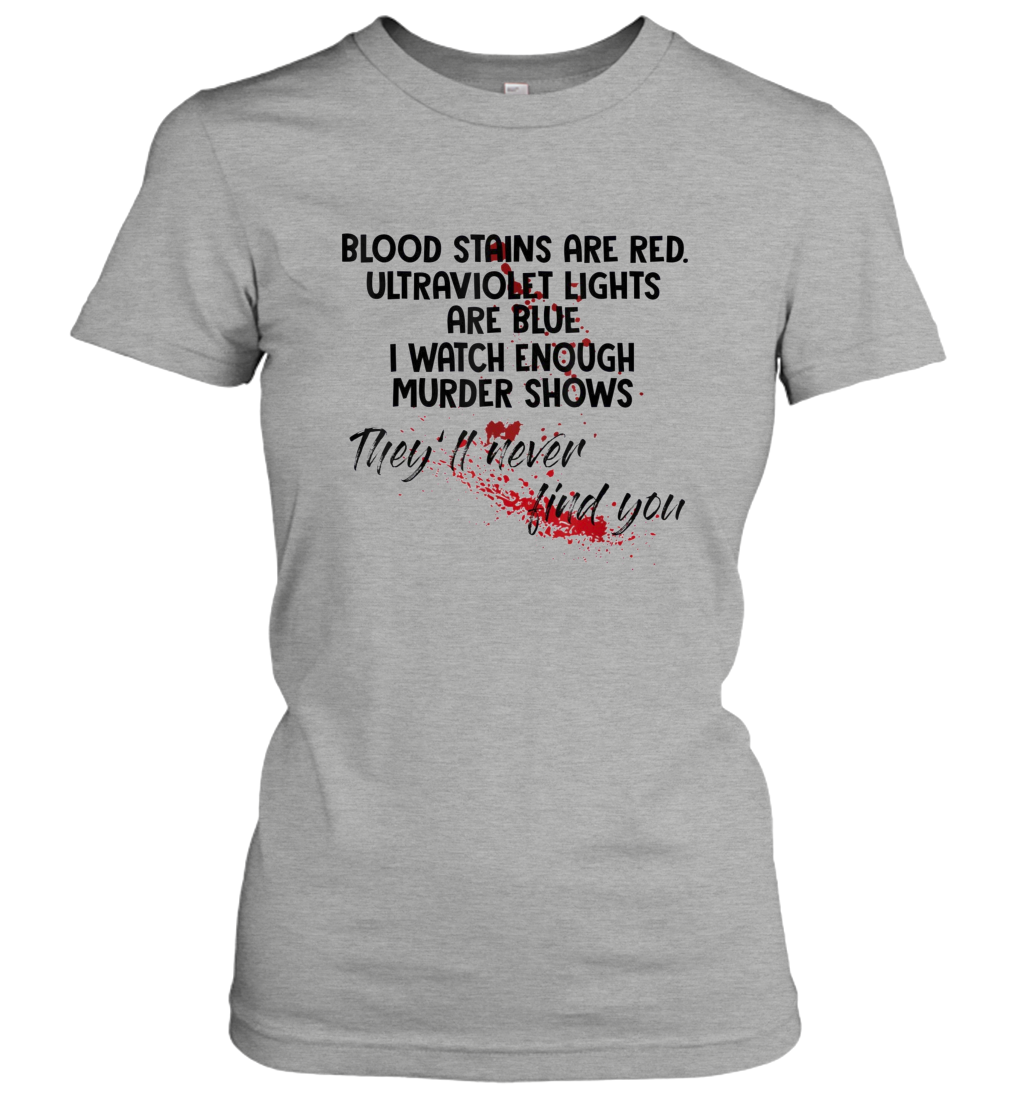 Blood Stains are Red Ultraviolet Lights are Blue Funny Women's T-Shirt