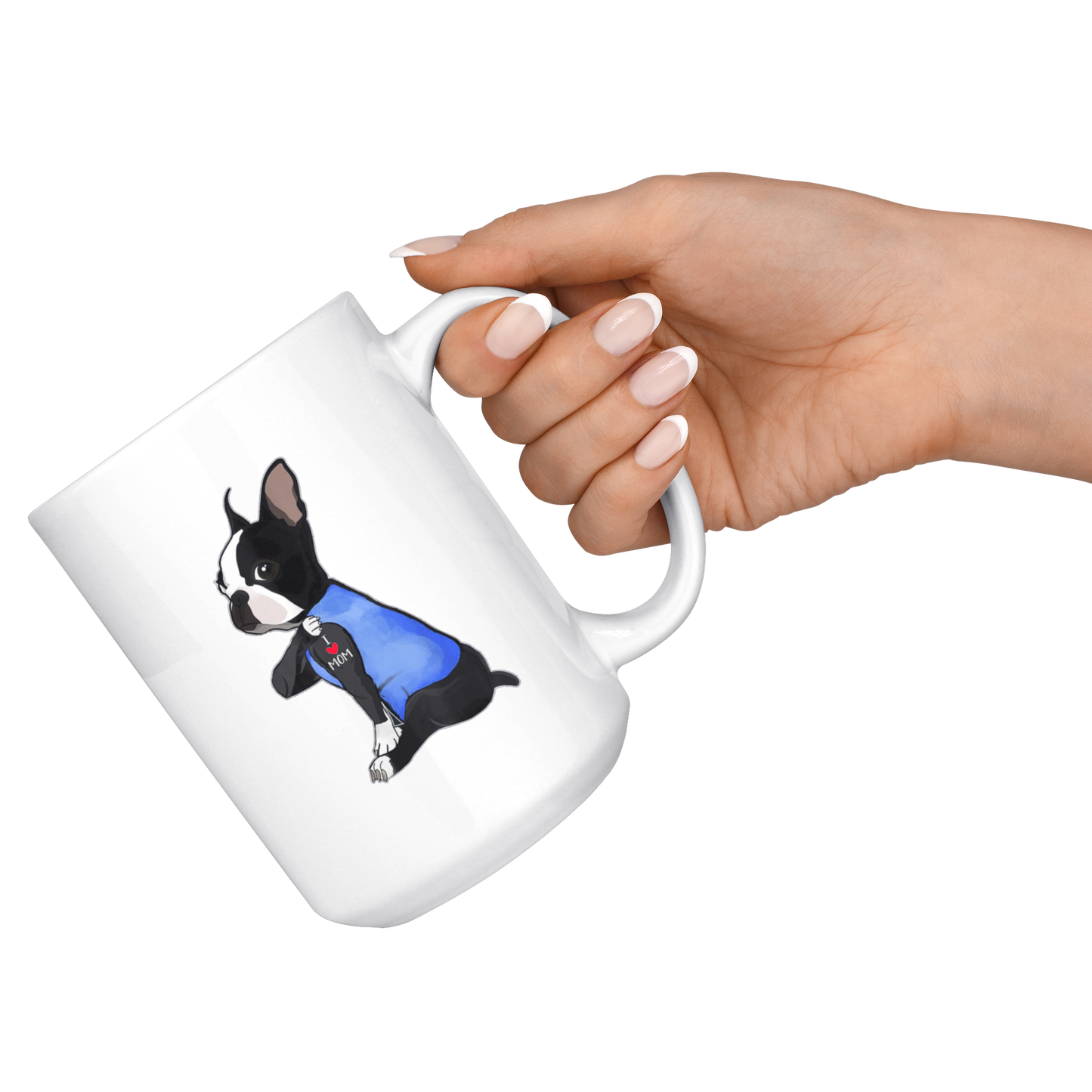 boston terrier i love mom ca23 white mug
