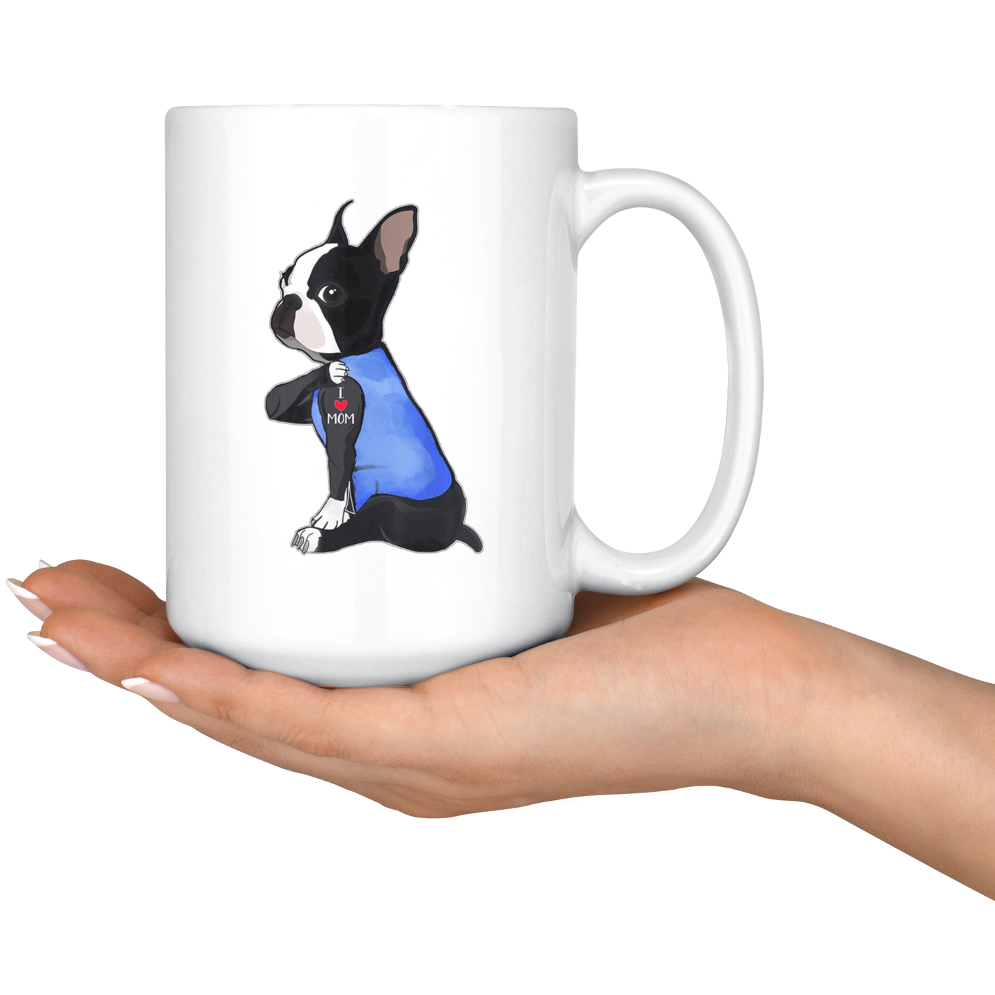 boston terrier i love mom ca23 white mug