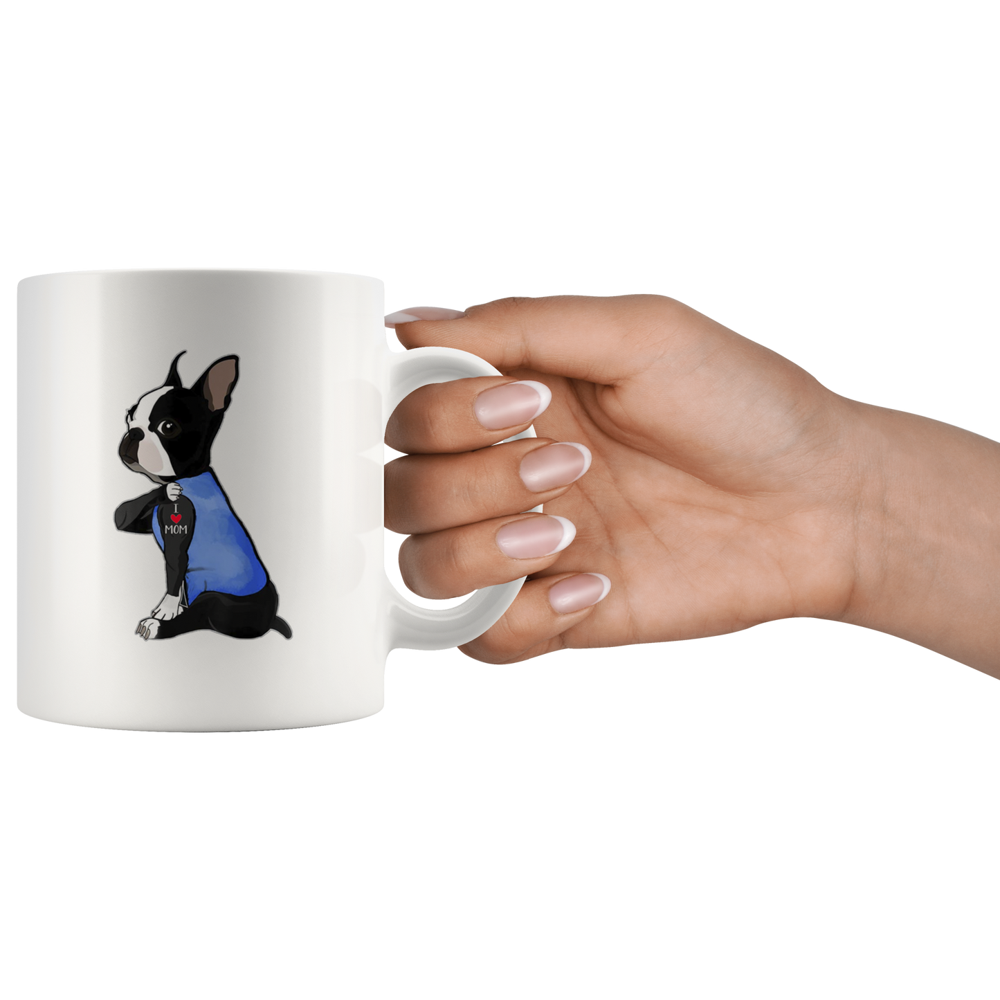 boston terrier i love mom ca23 white mug