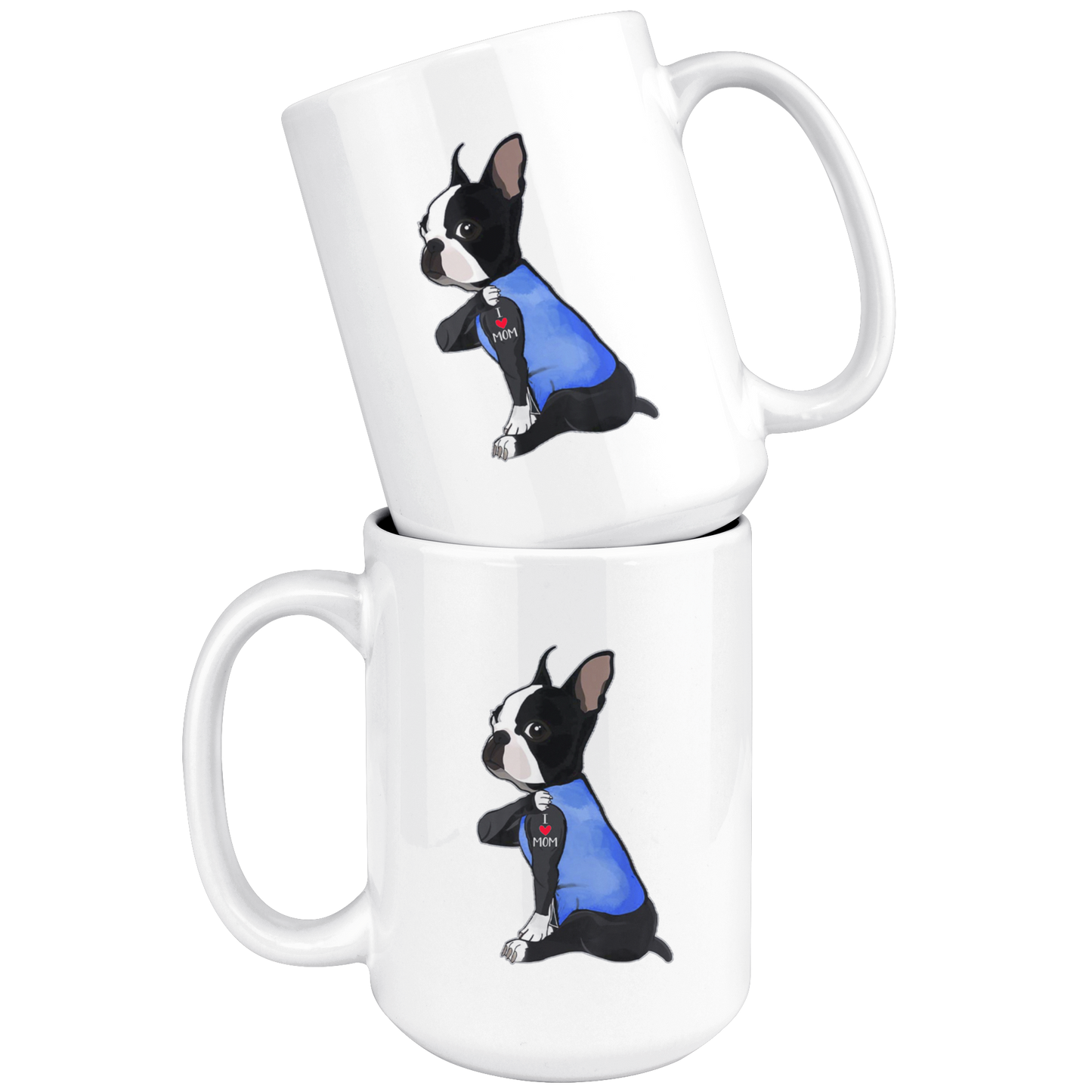 boston terrier i love mom ca23 white mug