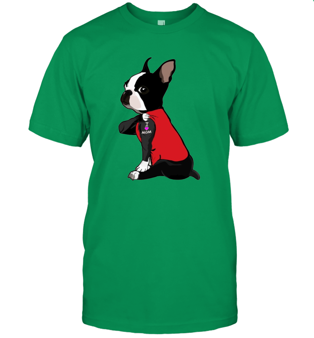 I Love Mom Boston Terrier Shirt Dogs Lover Owner Mother's Day Gift T-Shirt