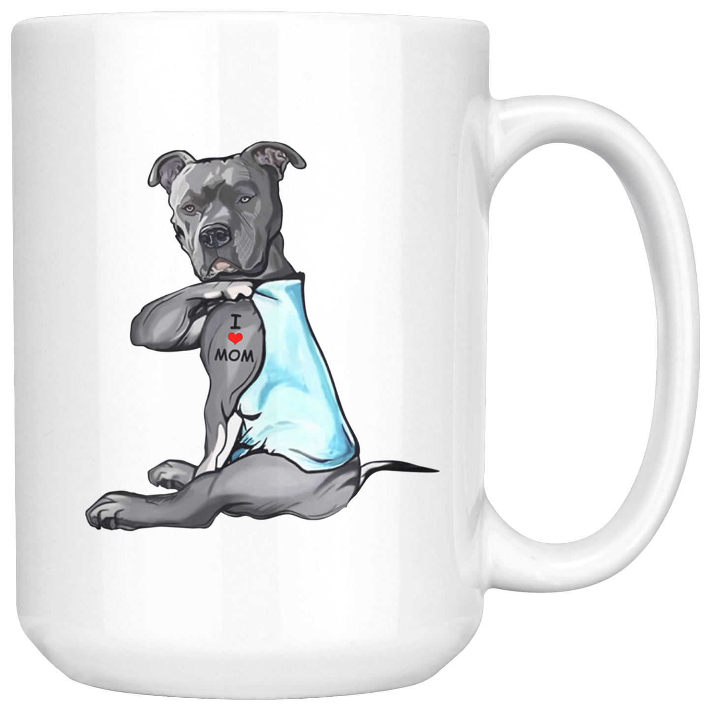 i love mom tattoo pittie pitbull mug