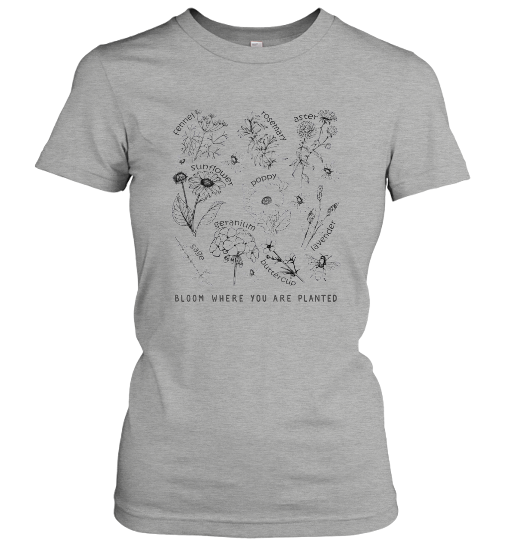 Bloom Where You Are Planted Botanican Flower Women's Shirt 3