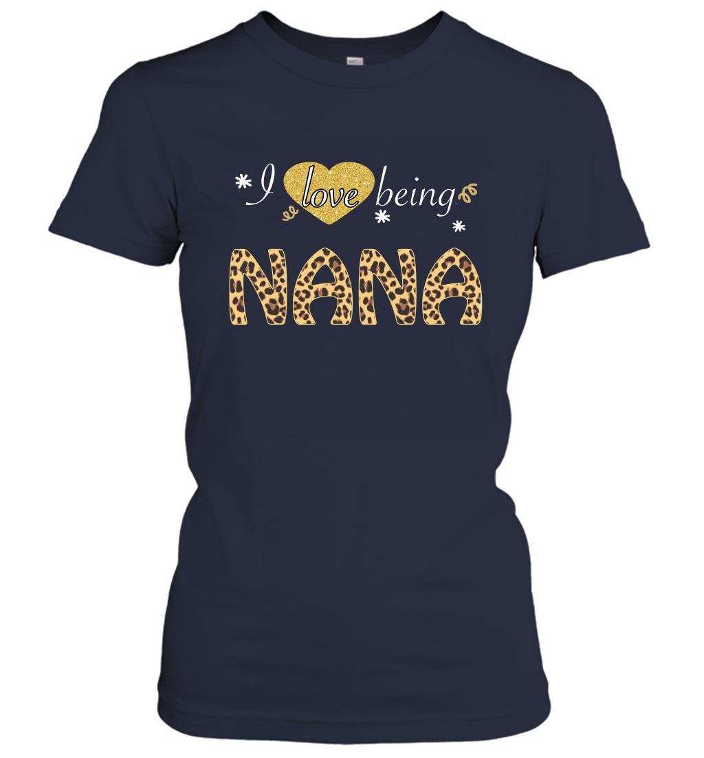 I Love Being Nana leopard plaid Women's Shirt Gift