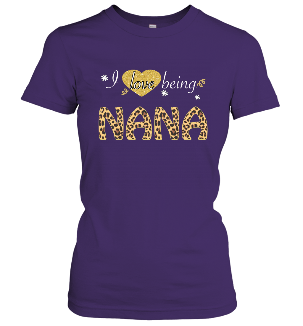 I Love Being Nana leopard plaid Women's Shirt Gift