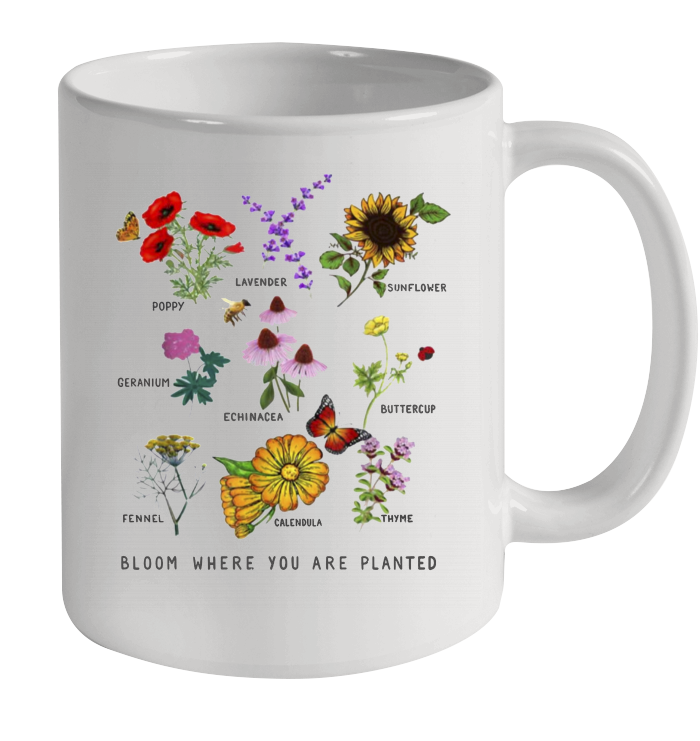 Bloom Where You Are Planted Botanican Flower Gift Coffee Mug 1