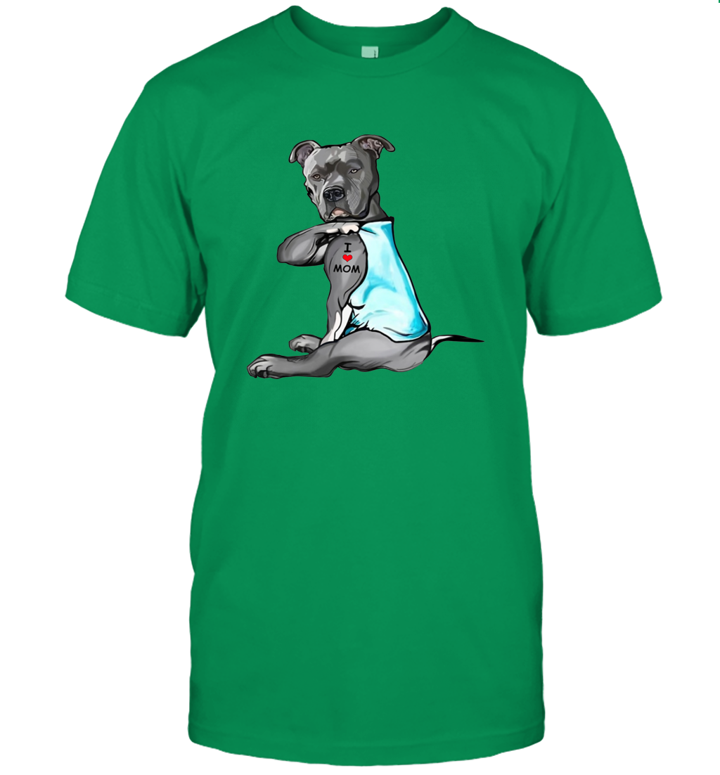 I Love Mom Pitbull Shirt Mother's Day Gift Pittie Mom Dogs Lover Owner T-Shirt