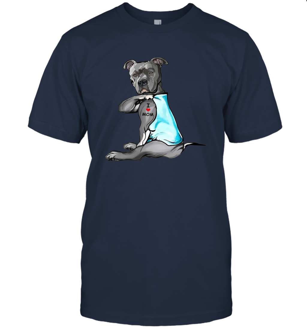 I Love Mom Pitbull Shirt Mother's Day Gift Pittie Mom Dogs Lover Owner T-Shirt