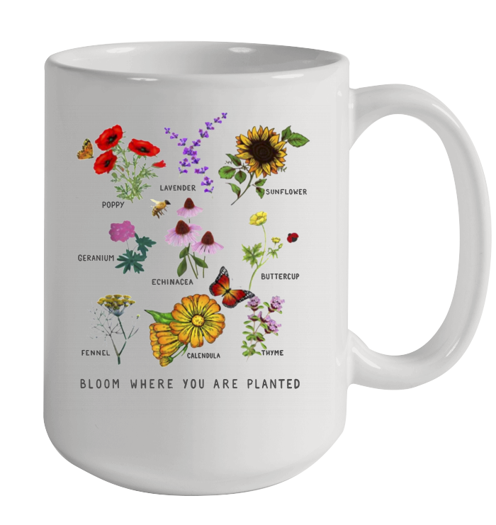 Bloom Where You Are Planted Botanican Flower Coffee Mug Gift