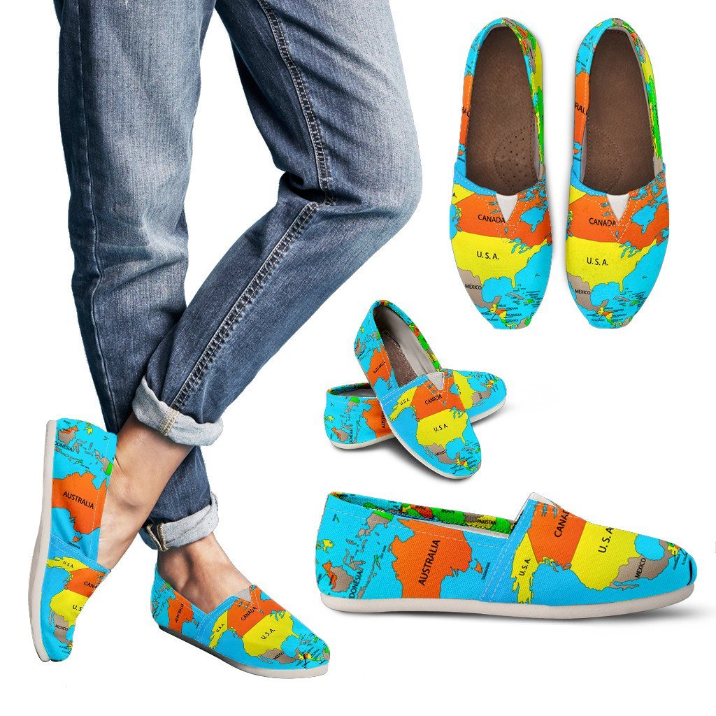 Women's Casual Shoes-World Map