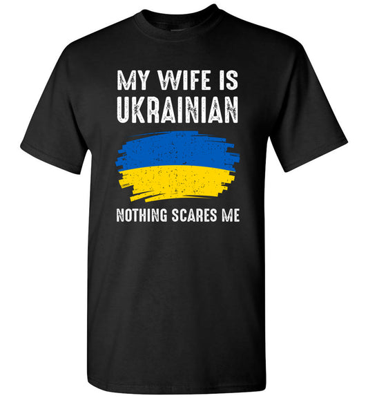 Lunar Zone My Wife is Ukrainian Ukraine Pride Flag Heritage Roots Proud Unisex Shirt Gift Women Men