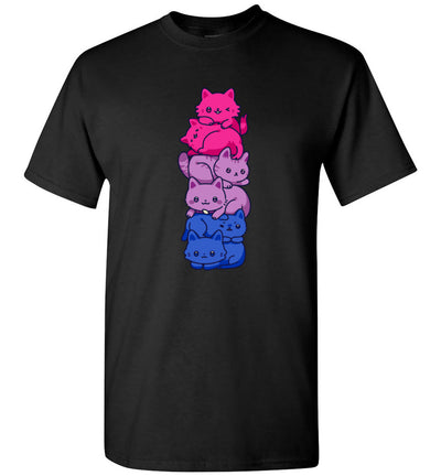 Bi Pride Cat LGBT Bisexual Flag Cute Kawaii Cats Pile Tee Shirt Gift Women Men