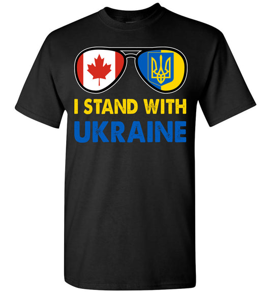 I Stand with Ukraine Canada Glasses Flag Strong Ukrainian (4) Unisex Shirt Gift Women Men