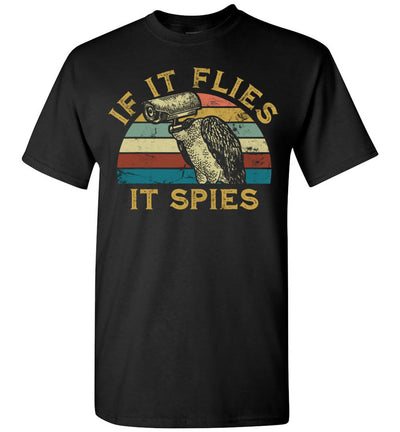 2023 Vintage If It Flies It Spies Funny Meme Bird Retro Sunset Birds are Not Real Unisex Shirt Gift