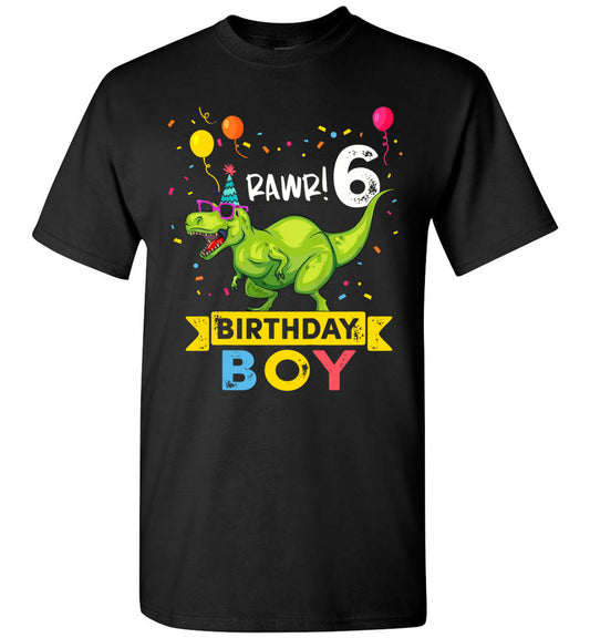 2023 Kids 6 Year Old Shirt 6th Birthday Boy T Rex Dinosaur Gift Unisex Shirt Boy Girl