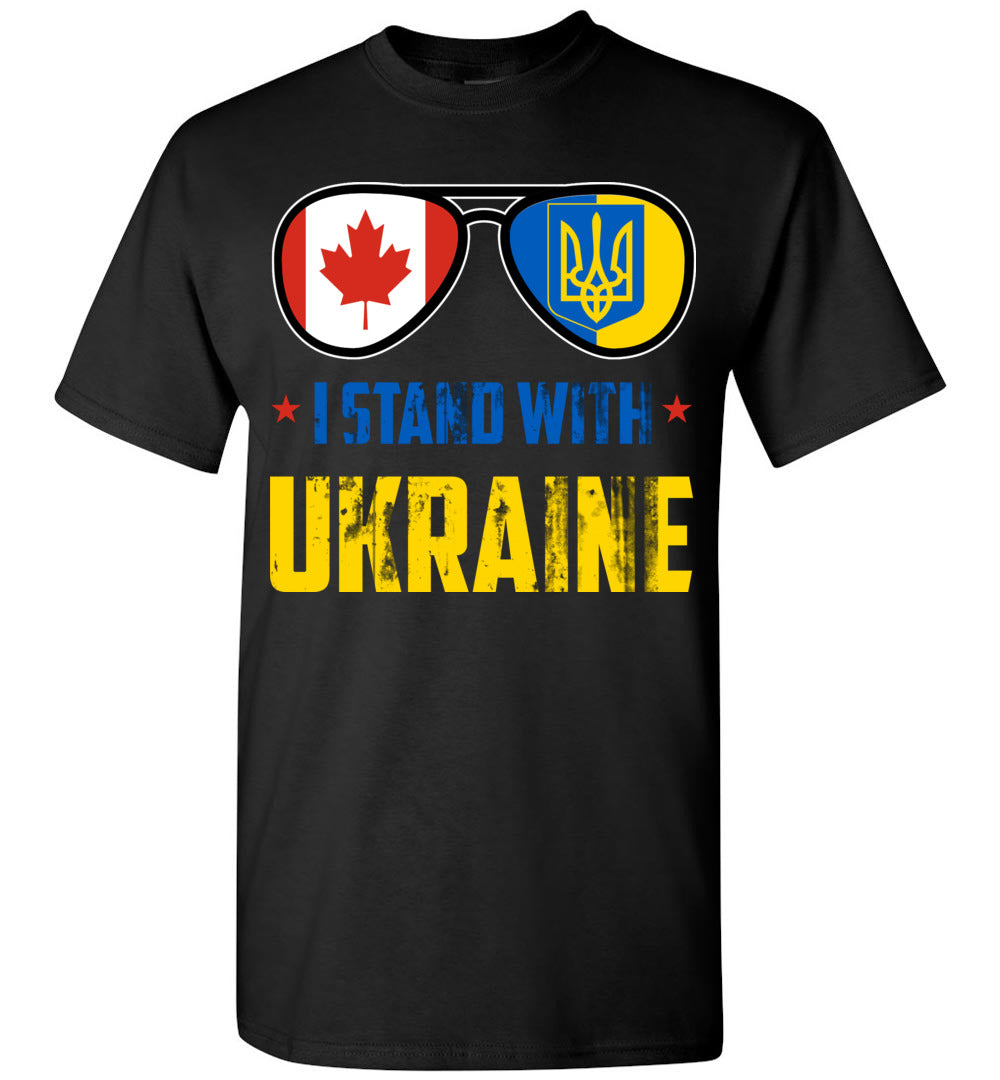 2023 I Stand with Ukraine Canada Glasses Flag Strong Ukrainian (1) Unisex Shirt Gift Women Men