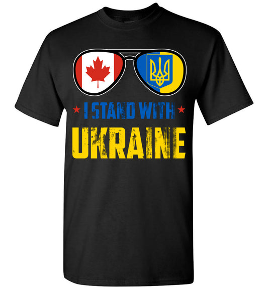 2023 I Stand with Ukraine Canada Glasses Flag Strong Ukrainian (1) Unisex Shirt Gift Women Men