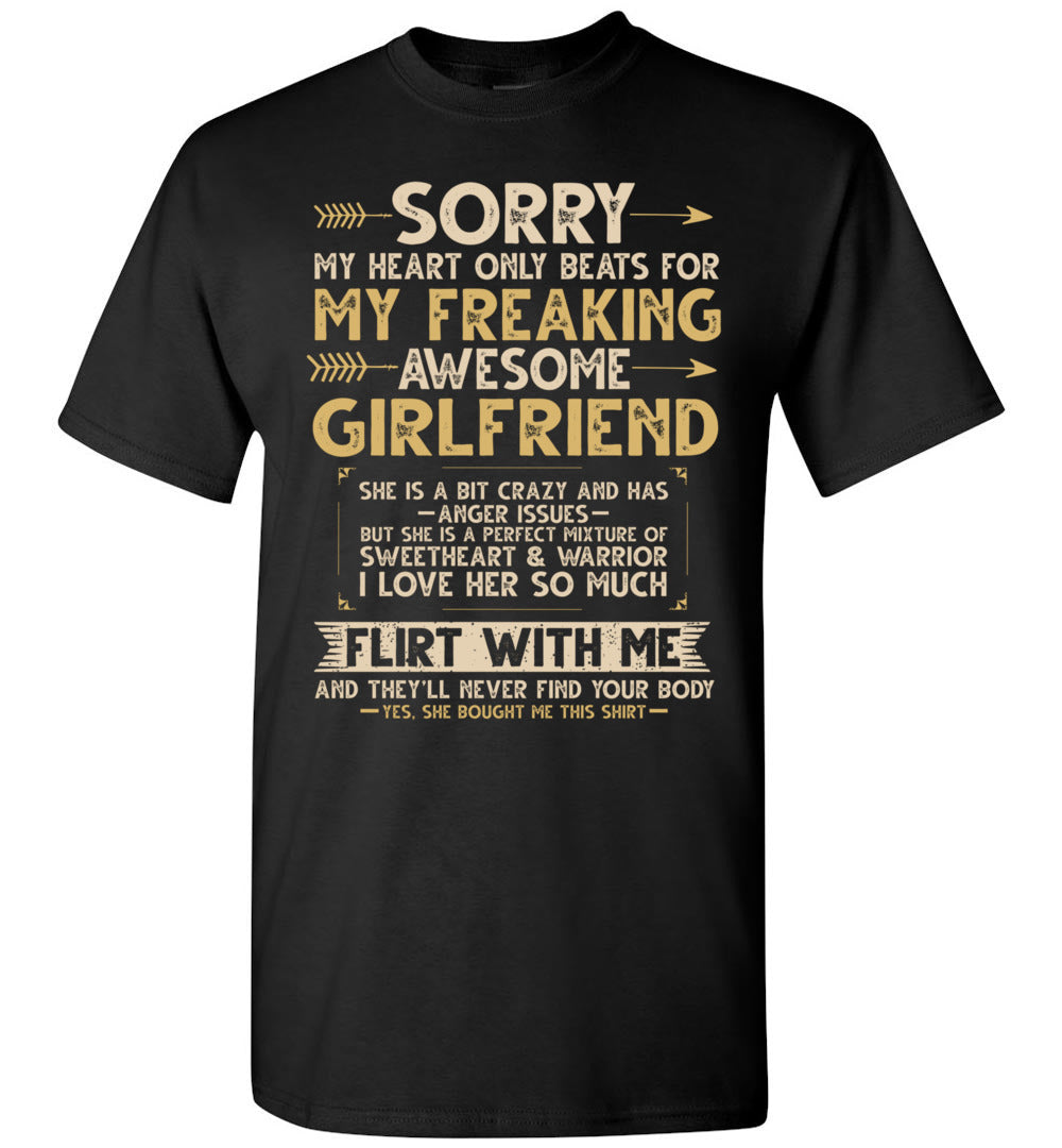 2023 I Love My Freaking Awesome Girlfriend Shes A Bit Crazy Funny Boyfriend Couple Unisex Shirt Gift