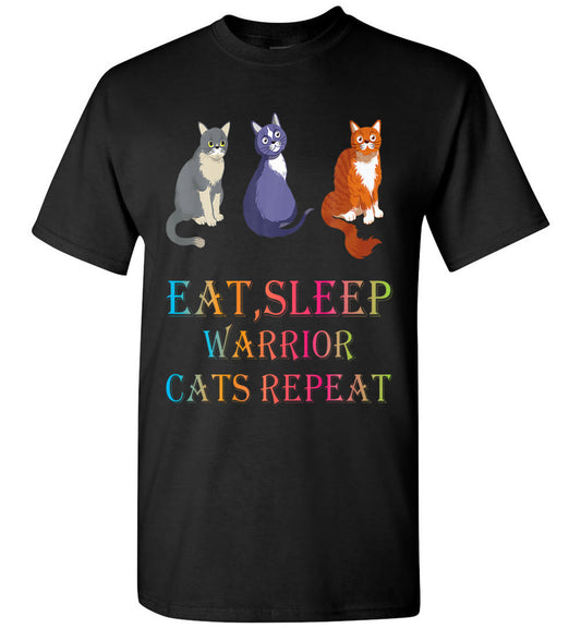Eat Sleep Warrior Cats Repeat Funny Cat Lover Owner Unisex Shirt Gift Women Men