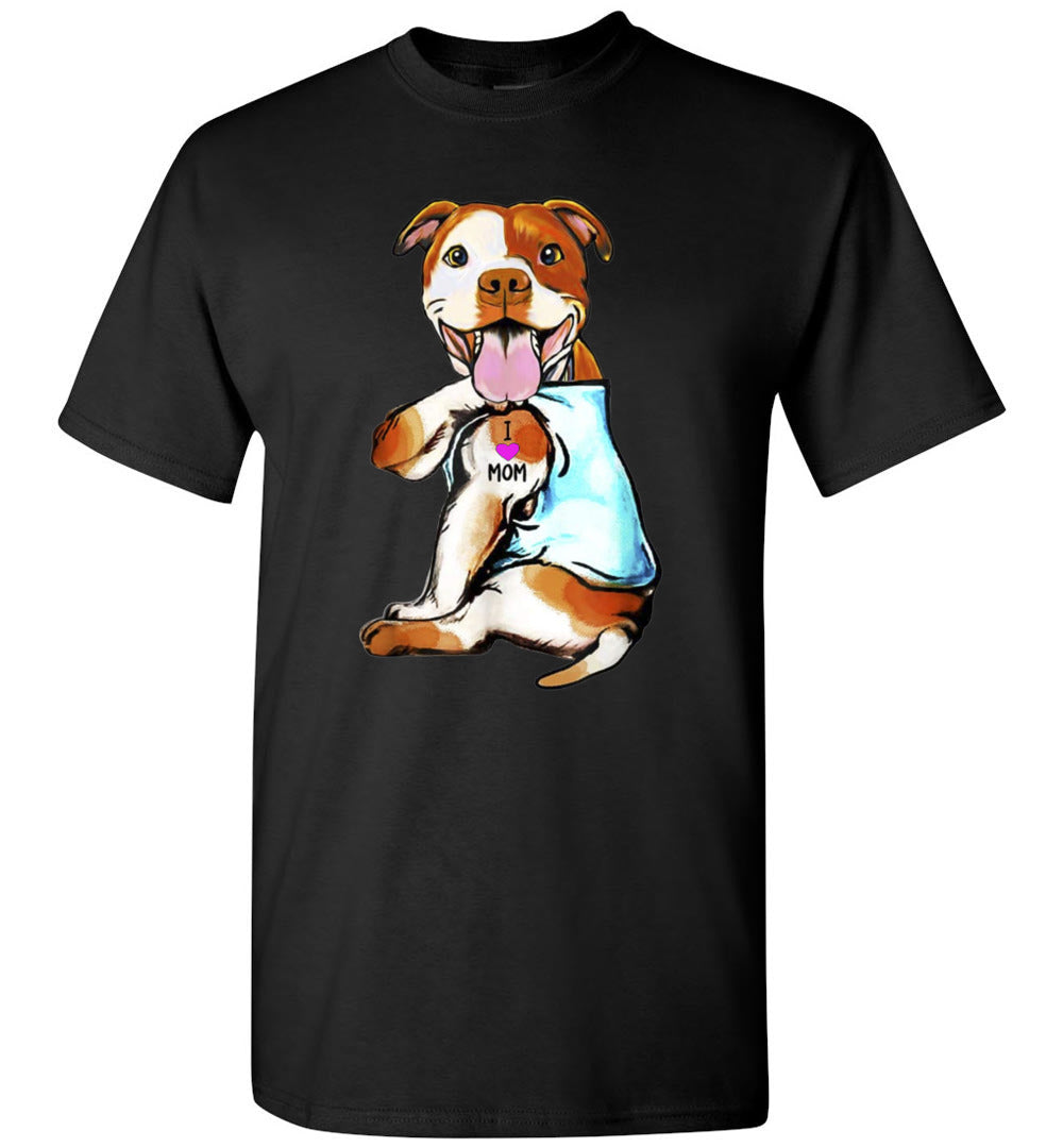 i love mom tattoo pittie ca22 TS yellow pitbull