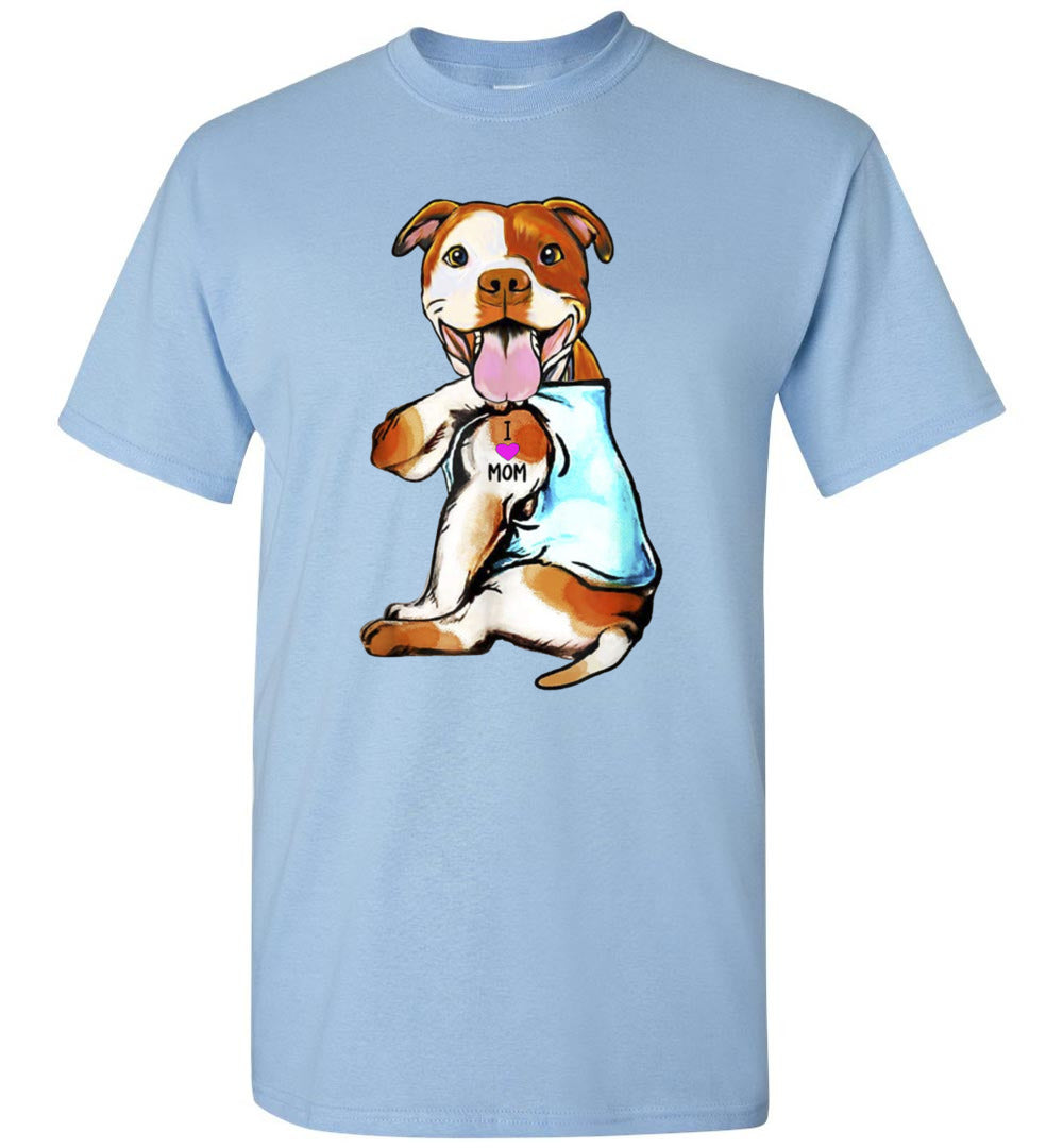 i love mom tattoo pittie ca22 TS yellow pitbull