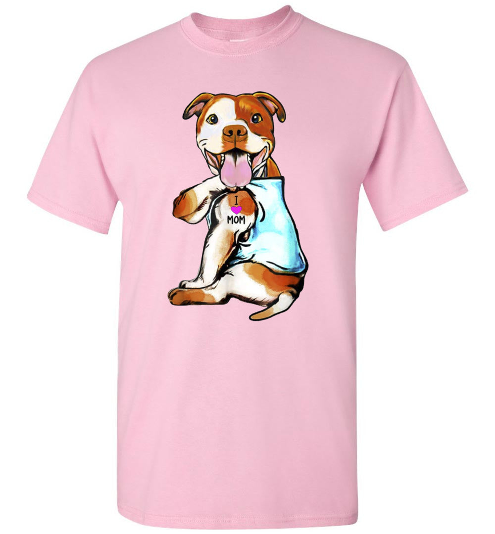 i love mom tattoo pittie ca22 TS yellow pitbull