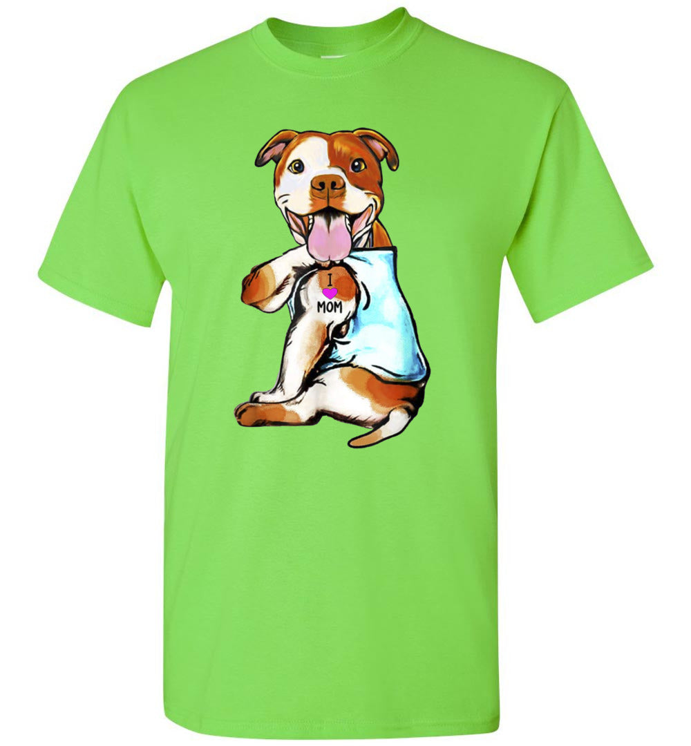 i love mom tattoo pittie ca22 TS yellow pitbull