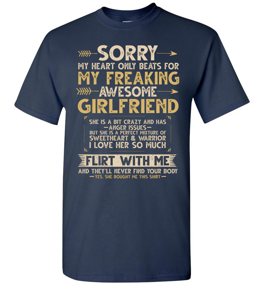 2023 I Love My Freaking Awesome Girlfriend Shes A Bit Crazy Funny Boyfriend Couple Unisex Shirt Gift