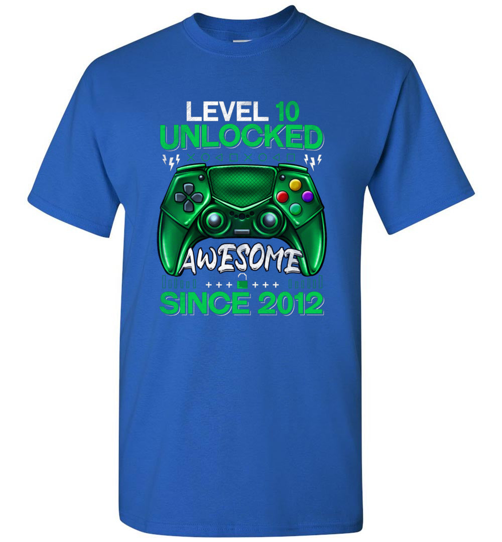 10 Years Old Level 10 Unlocked Awesome 2012 10th Birthday Shirt Gift Boy Girl