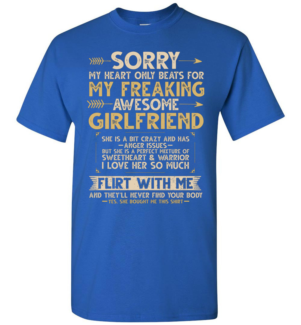 2023 I Love My Freaking Awesome Girlfriend Shes A Bit Crazy Funny Boyfriend Couple Unisex Shirt Gift