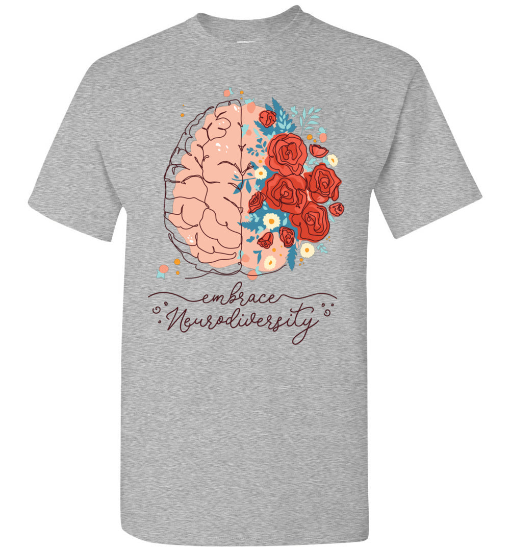 2023 Embrace Neurodiversity Autism Awareness Brain Flower Unisex Shirt Gift Women Men