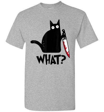 Cat What Funny Black Cat Shirt, Murderous Cat with Knife Unisex Shirt Gift Women Men