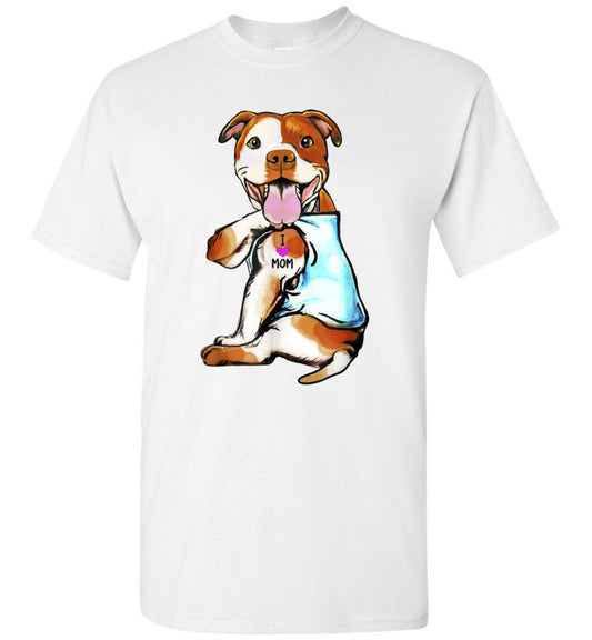i love mom tattoo pittie ca22 TS yellow pitbull